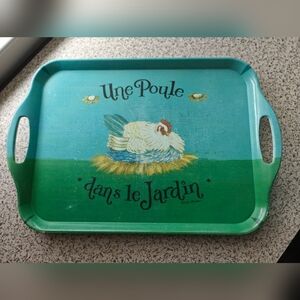 VTG Pimpernel Serving Tray Melamine Une Poule Dans Le Jardin Rustic French Farm